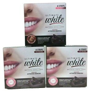 Ultimate White Whitening Dental Strip Infused with Charcoal 6 Strips 3 pack